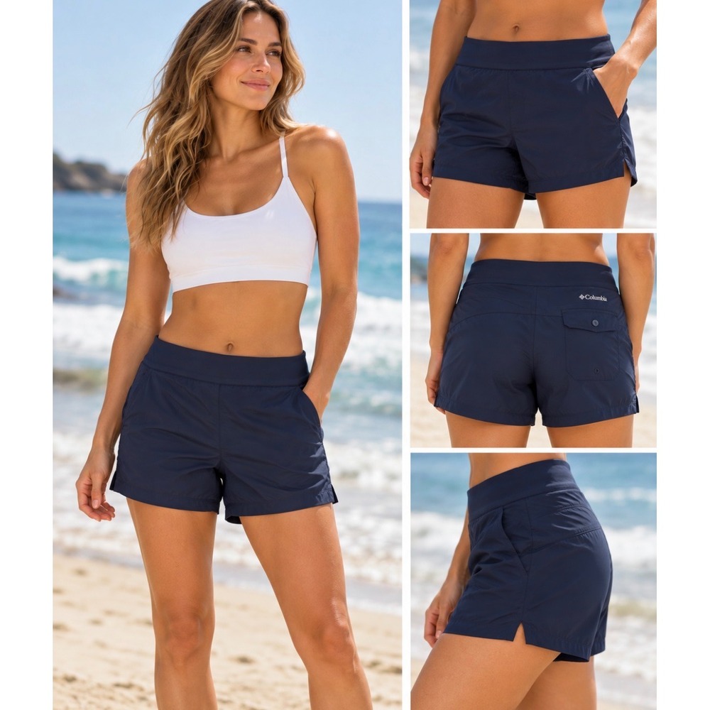 Columbia Anytime Casual Navy Blue Hiking Active Shorts Womens Large